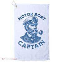 Funny Motor Boat Captain Golf Towel thumb 0