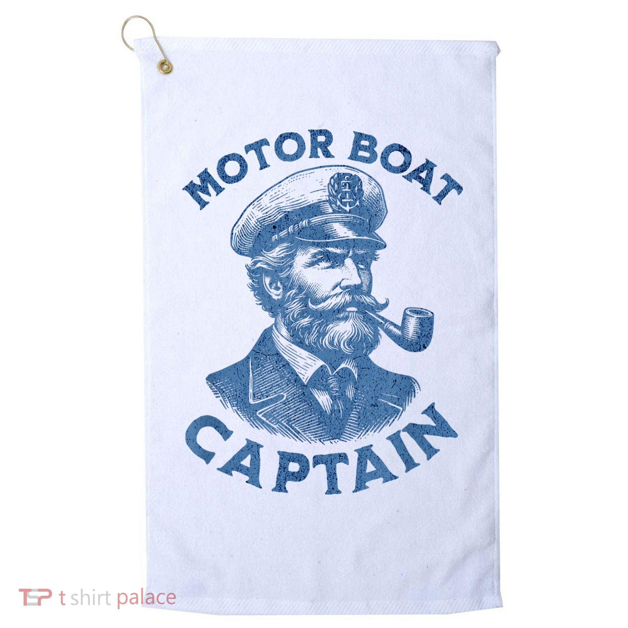 Funny Motor Boat Captain Golf Towel