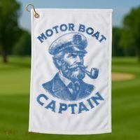 Funny Motor Boat Captain Golf Towel thumb 1