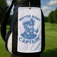 Funny Motor Boat Captain Golf Towel thumb 2