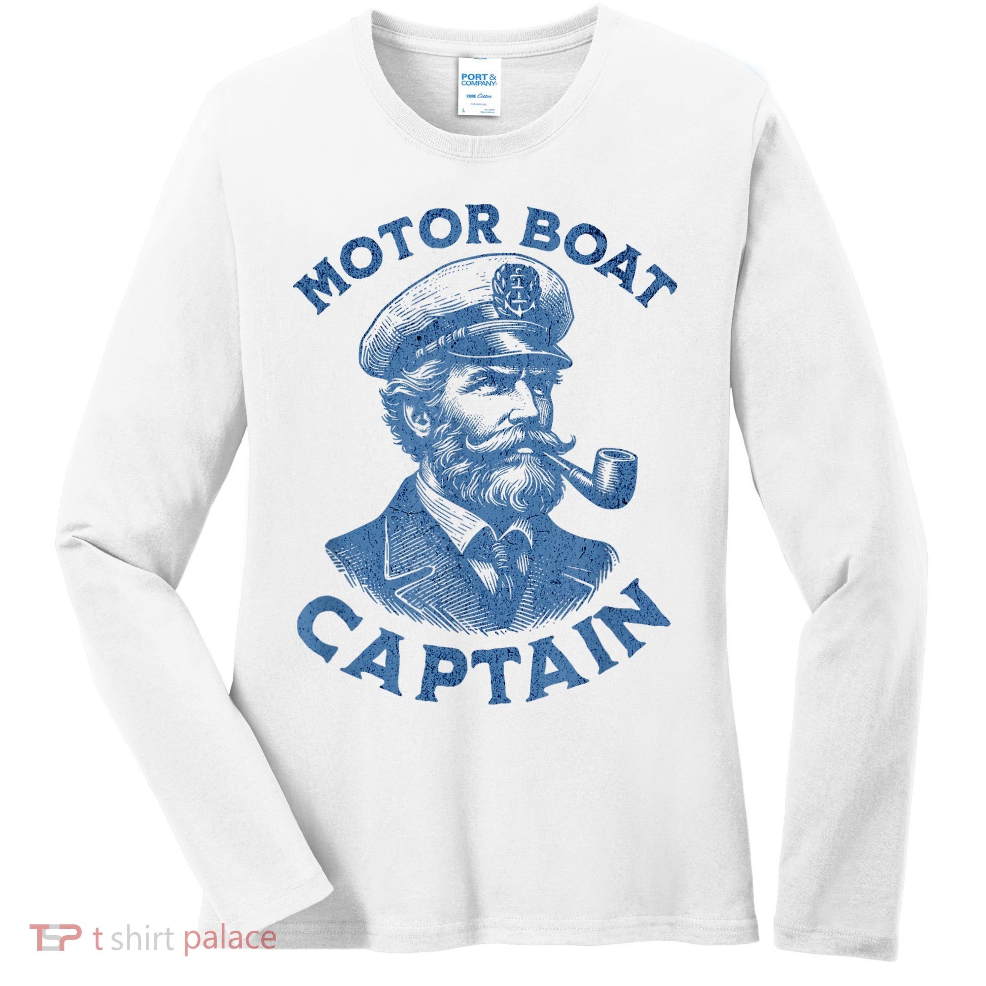 Funny Motor Boat Captain Women's Long Sleeve Shirt