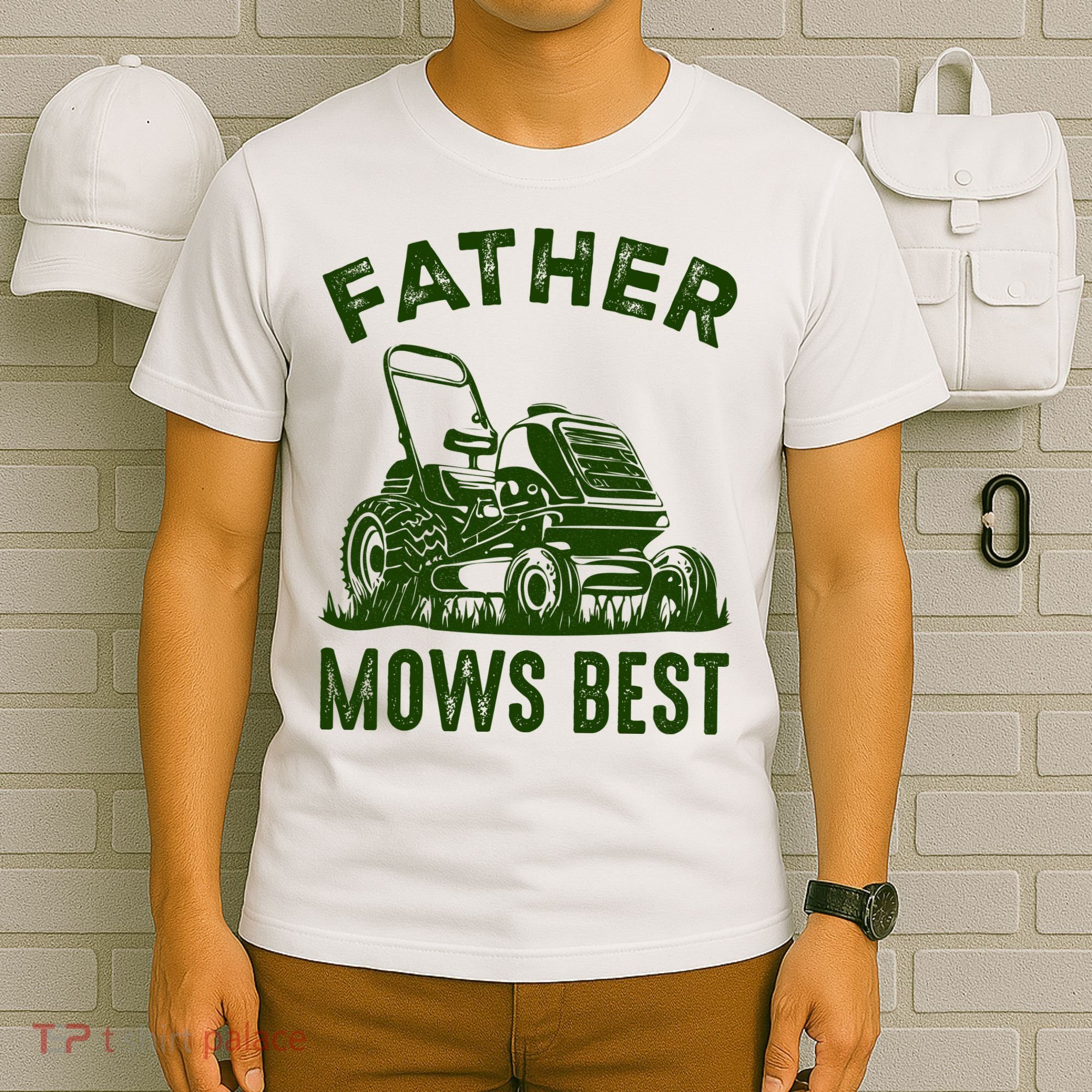 Father Mows Best Retro Vintage Funny Dad T-Shirt