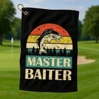 Funny Master Baiter Fishing Fishermen Golf Towel thumb 1