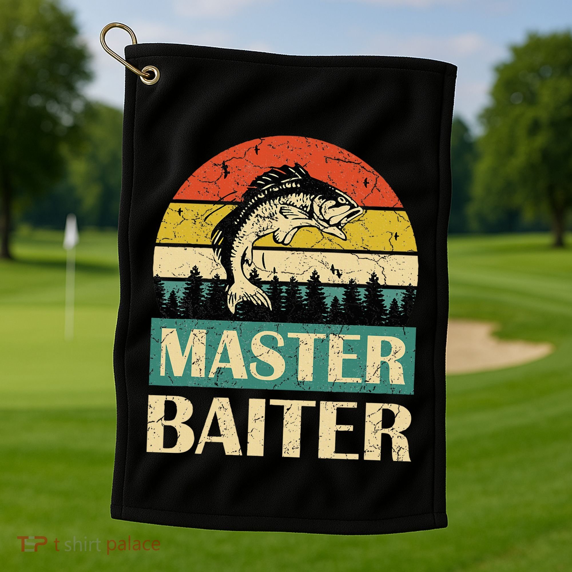 Funny Master Baiter Fishing Fishermen Golf Towel