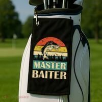 Funny Master Baiter Fishing Fishermen Golf Towel thumb 2