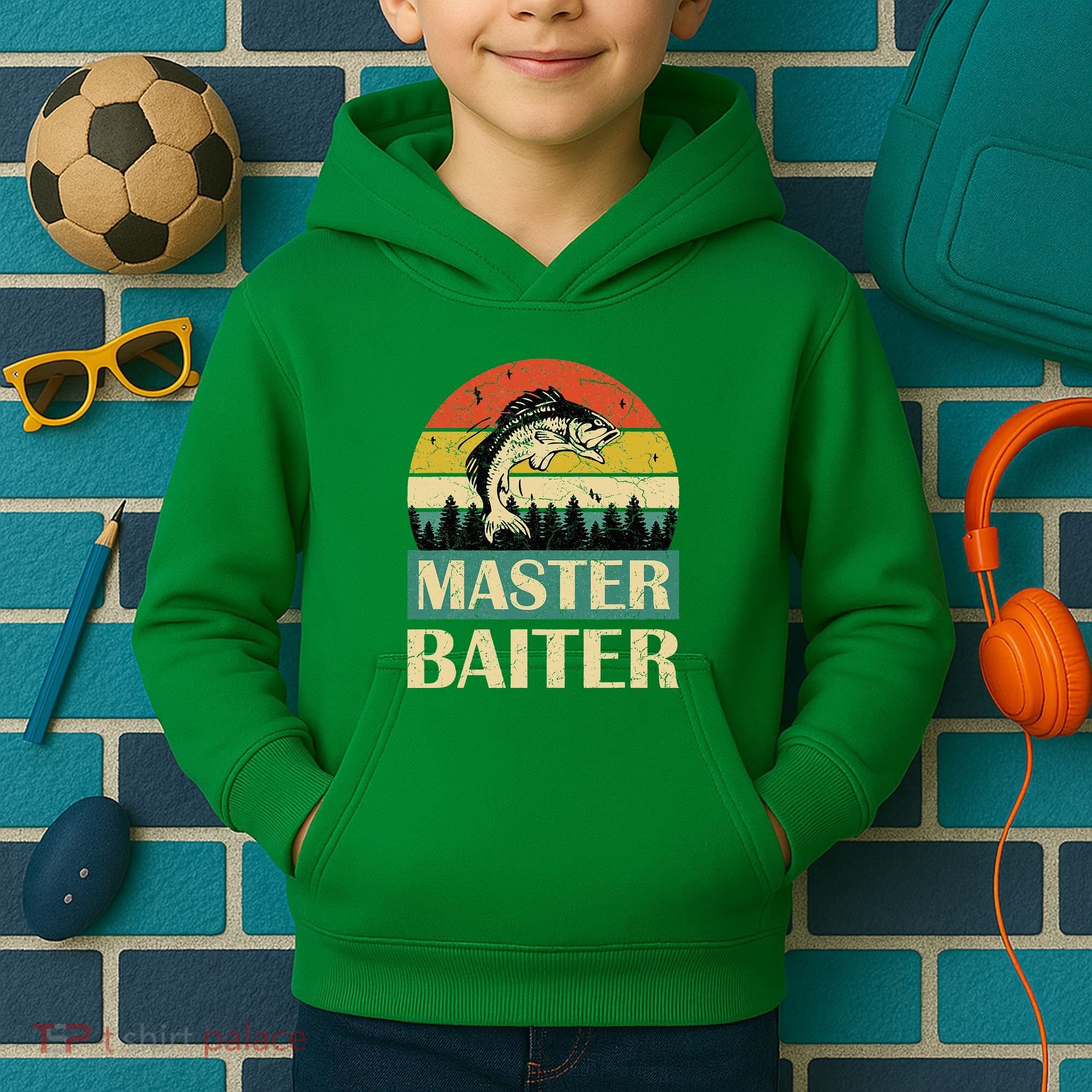 Funny Master Baiter Fishing Fishermen Kids Hoodie