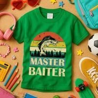 Funny Master Baiter Fishing Fishermen Kids T-Shirt thumb 3