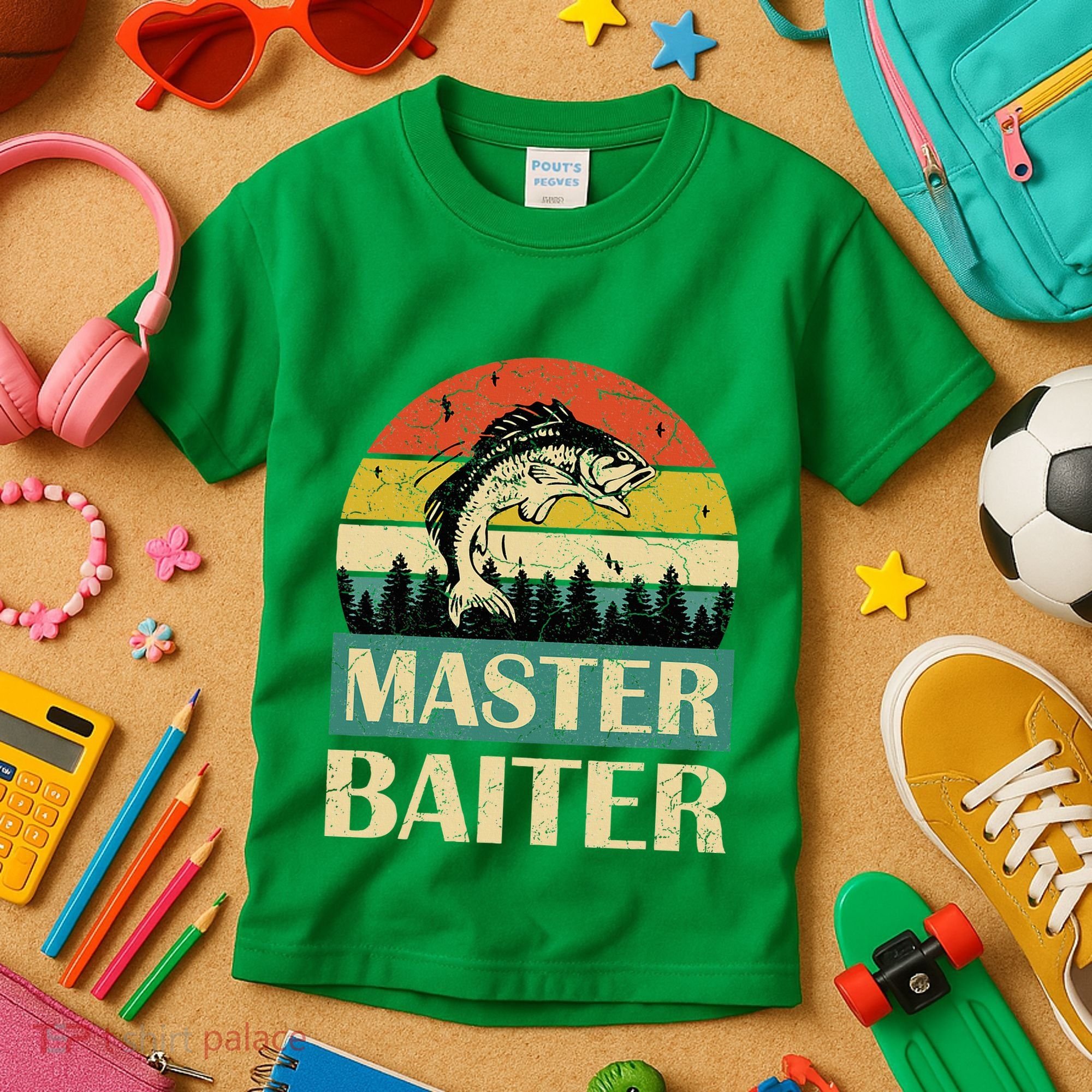 Funny Master Baiter Fishing Fishermen Kids T-Shirt