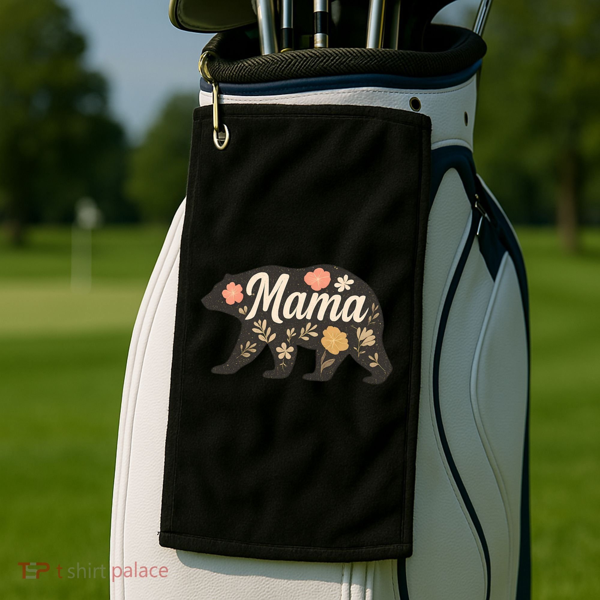 Floral Mama Bear Golf Towel