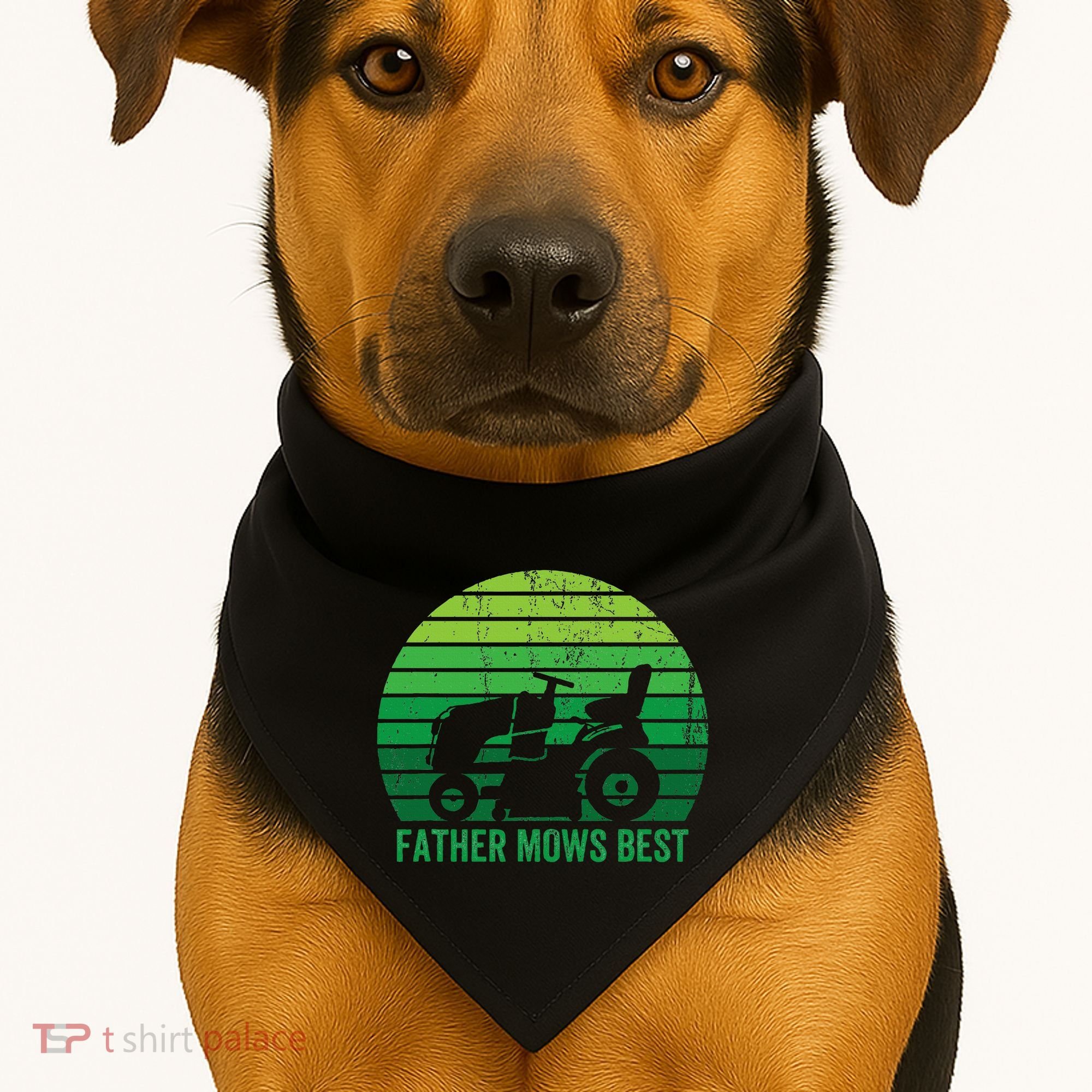 Father Mows Best Lawn Care Dad Mowing Gardener USA-Made Doggie Bandana