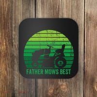 Father Mows Best Lawn Care Dad Mowing Gardener Coaster thumb 0