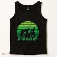 Father Mows Best Lawn Care Dad Mowing Gardener Tank Top thumb 2