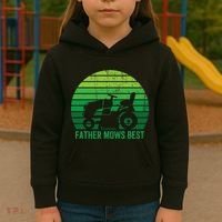 Father Mows Best Lawn Care Dad Mowing Gardener Kids Hoodie thumb 3