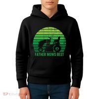 Father Mows Best Lawn Care Dad Mowing Gardener Kids Hoodie thumb 4