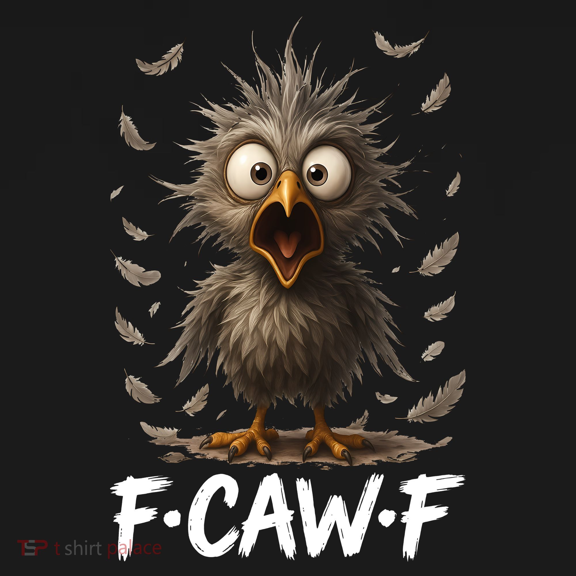 F-Caw-F Messy Baby Chicken Bird Shocked Face Feather Chaos T-Shirt
