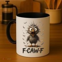 F-Caw-F Messy Baby Chicken Bird Shocked Face Feather Chaos Coffee Mug thumb 4