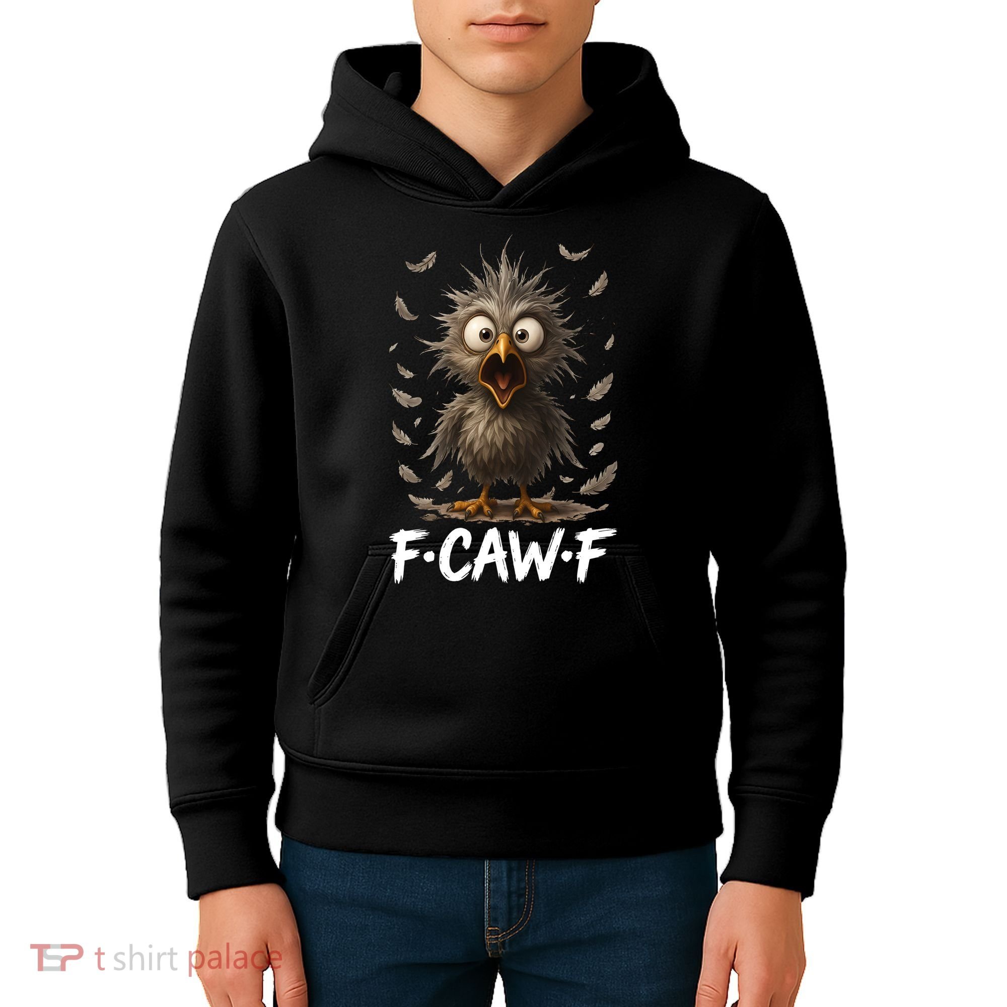 F-Caw-F Messy Baby Chicken Bird Shocked Face Feather Chaos Kids Hoodie