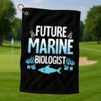 Future Marine Biologist Gift For Teens Funny Biology Golf Towel thumb 1