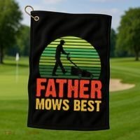 Father Mows Best Golf Towel thumb 1