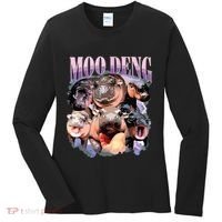 Funny Moodeng Baby Pygmy Hippo Cute Zoo For Family Women's Long Sleeve Shirt thumb 0