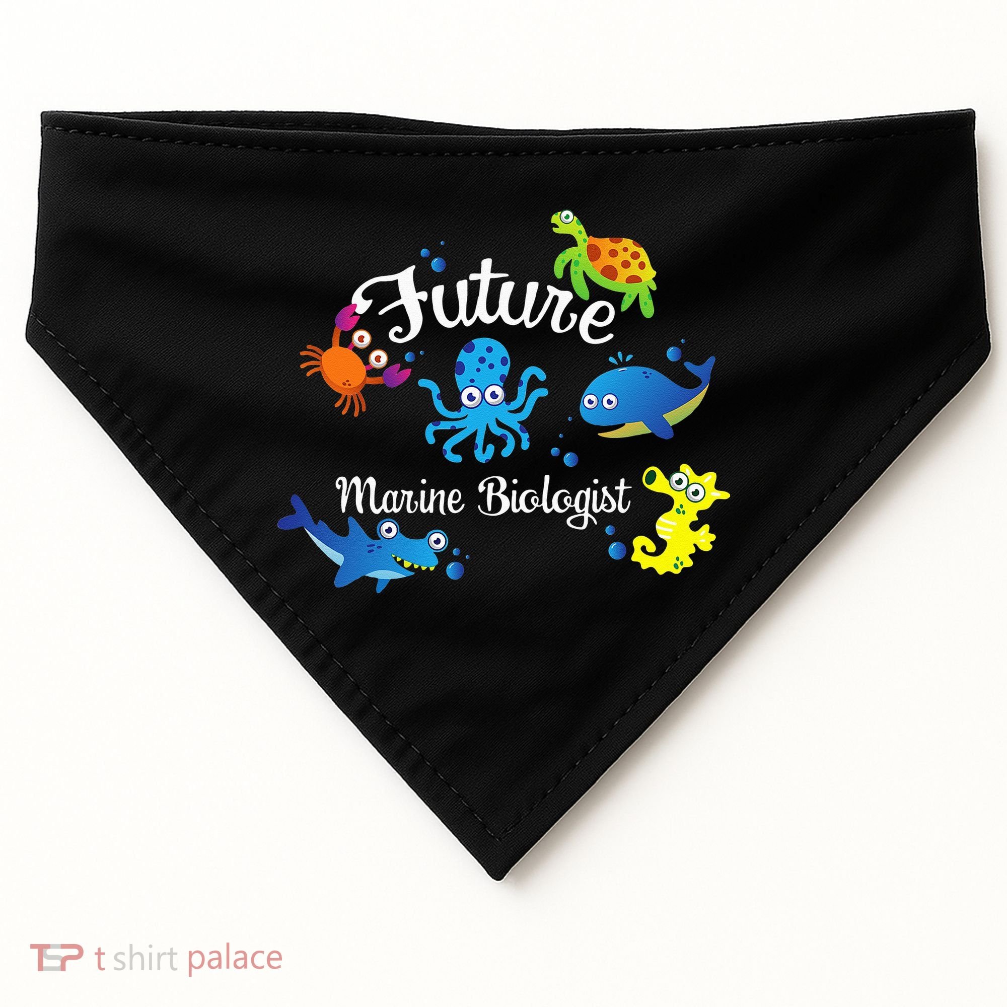 Future Marine Biologist Job Ocean Animal Lover Whale Turtle USA-Made Doggie Bandana