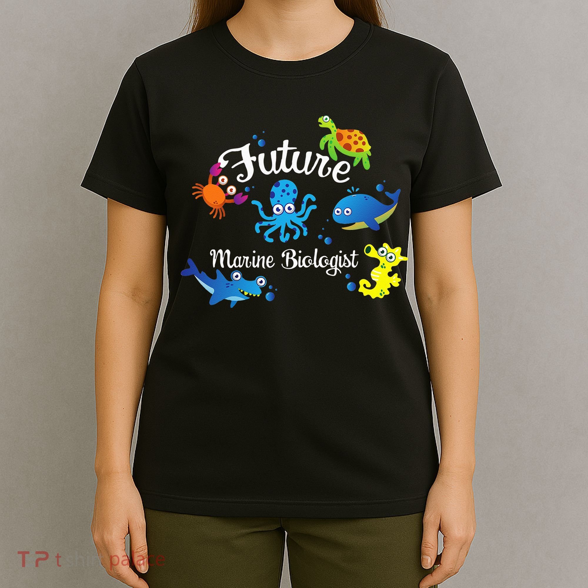 Future Marine Biologist Job Ocean Animal Lover Whale Turtle T-Shirt