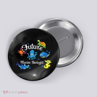 Future Marine Biologist Job Ocean Animal Lover Whale Turtle Button