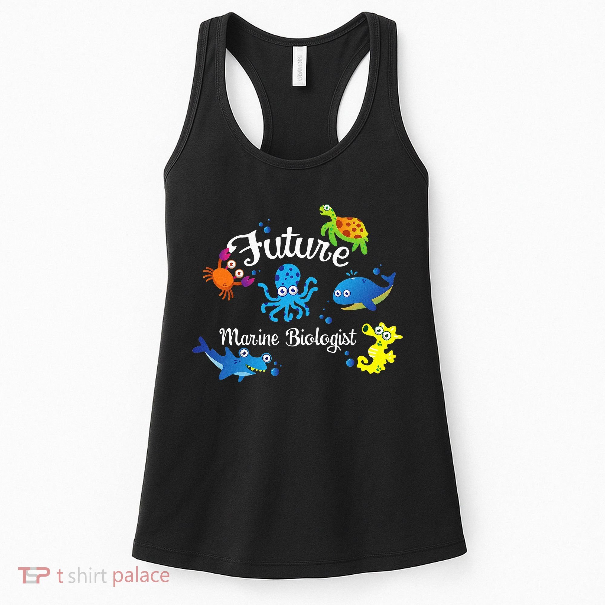 Future Marine Biologist Job Ocean Animal Lover Whale Turtle Women's Tank Top