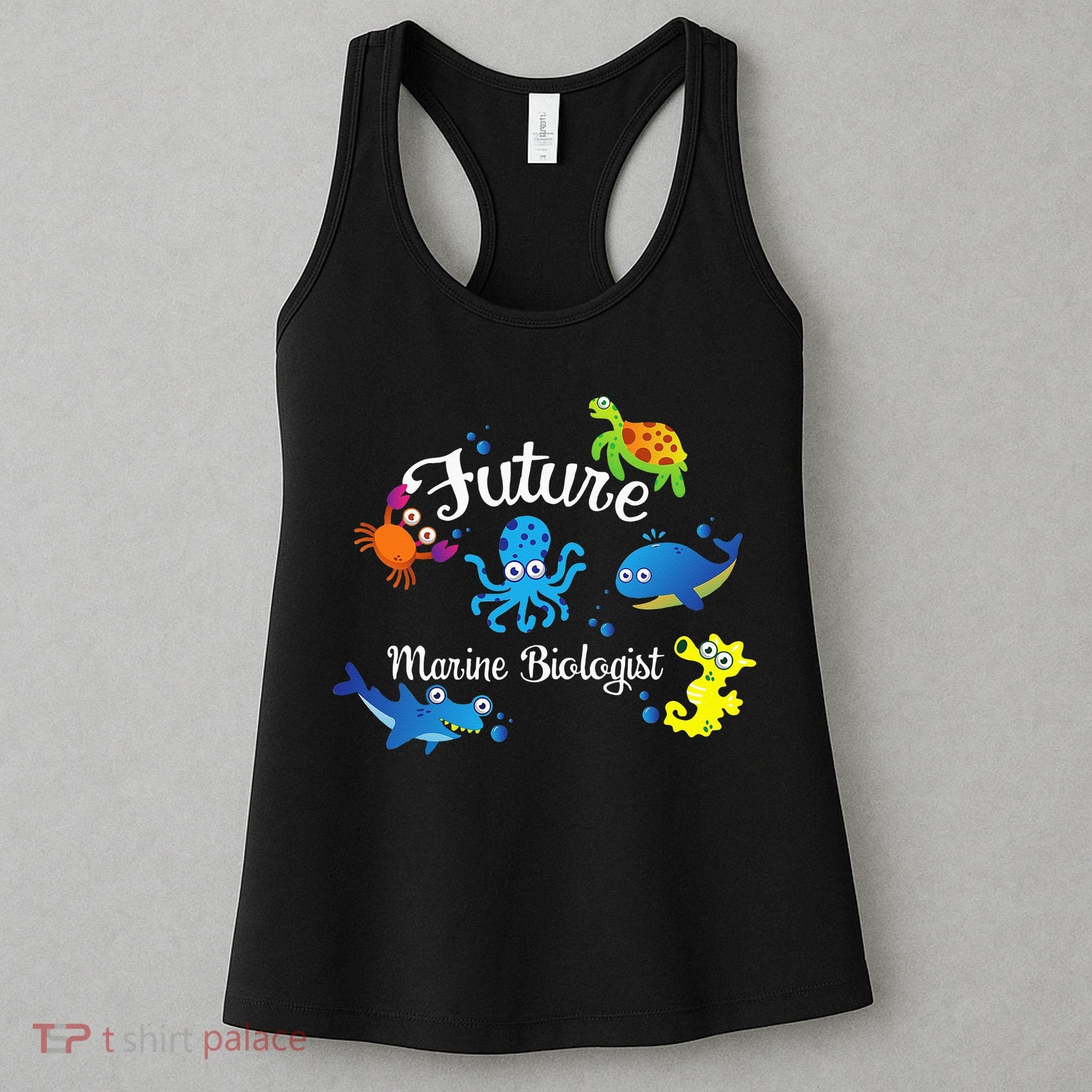 Future Marine Biologist Job Ocean Animal Lover Whale Turtle Women's Tank Top