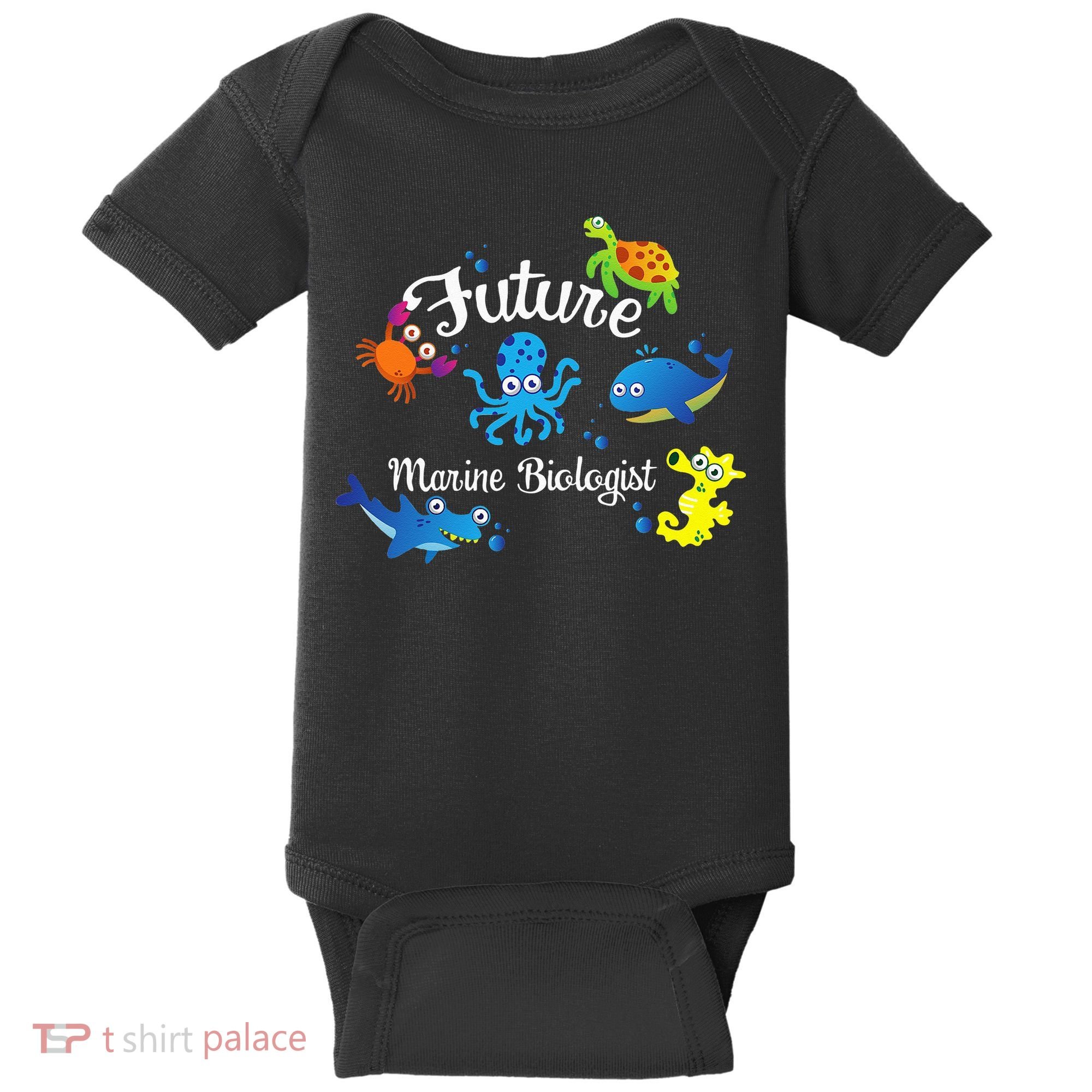 Future Marine Biologist Job Ocean Animal Lover Whale Turtle Baby Bodysuit