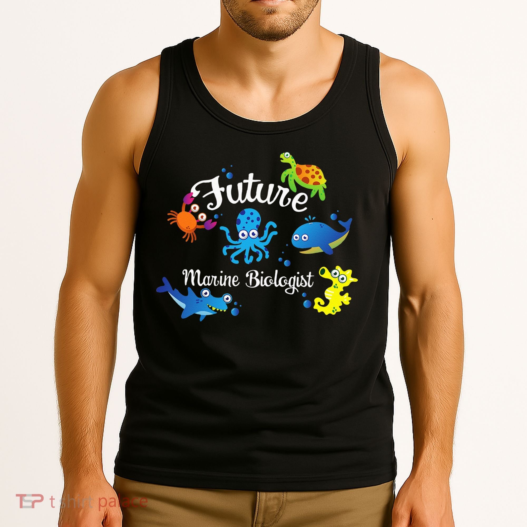 Future Marine Biologist Job Ocean Animal Lover Whale Turtle Tank Top
