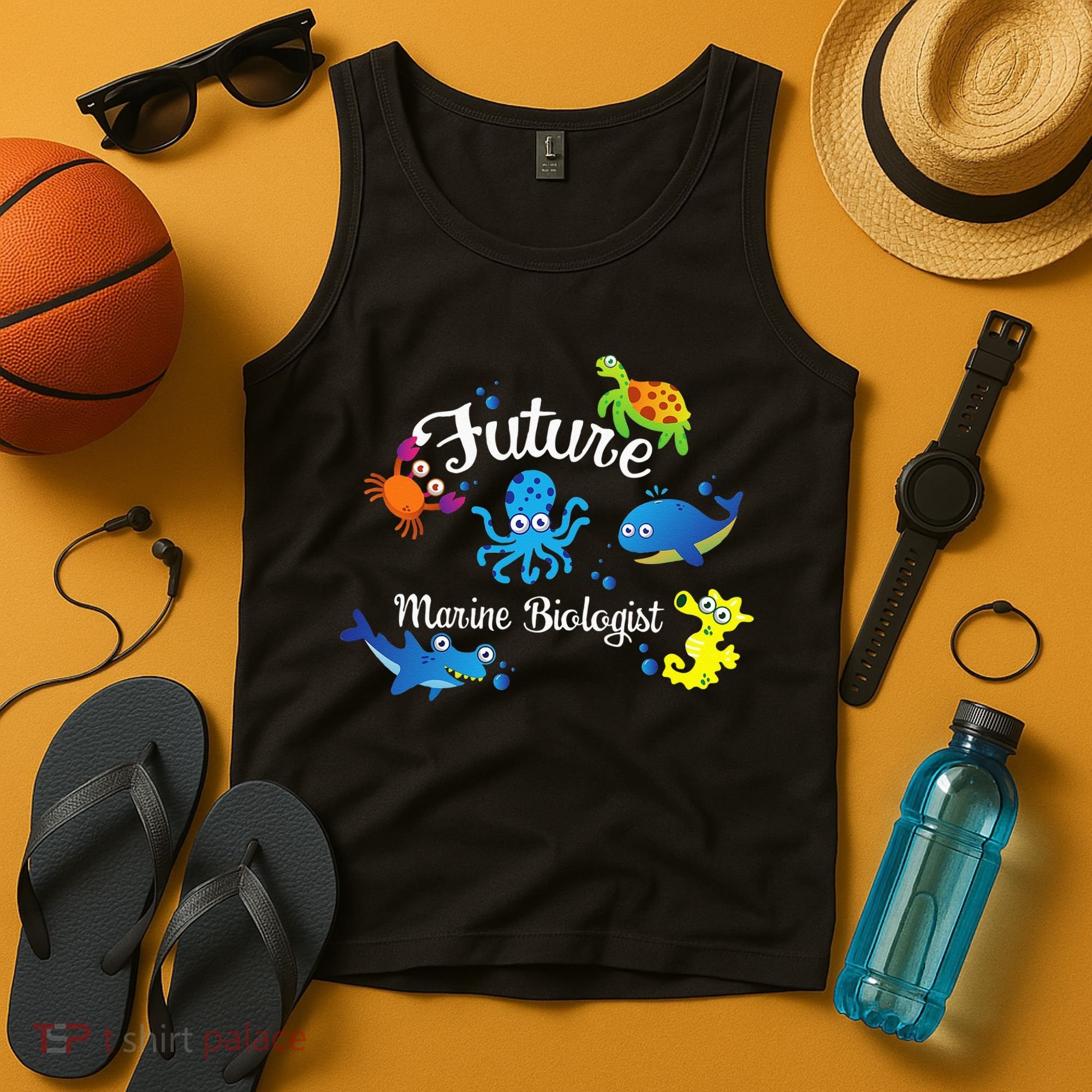 Future Marine Biologist Job Ocean Animal Lover Whale Turtle Tank Top