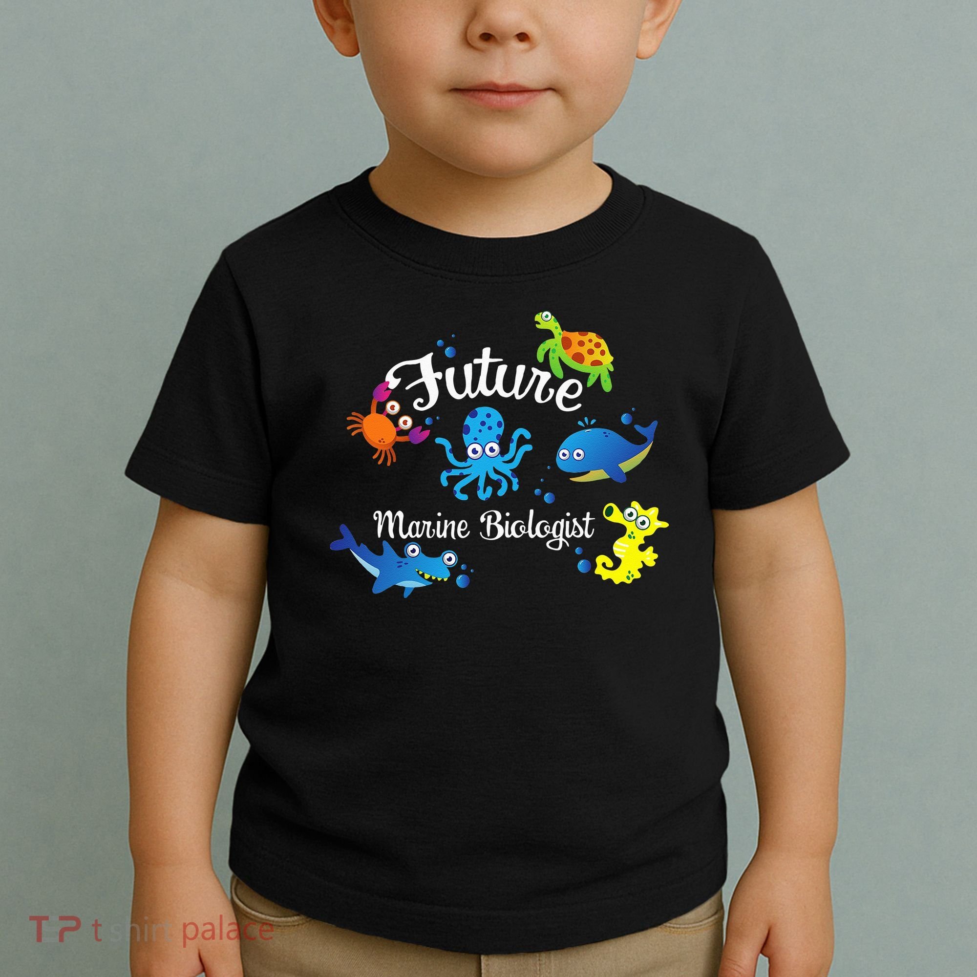 Future Marine Biologist Job Ocean Animal Lover Whale Turtle Toddler T-Shirt