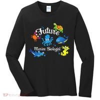 Future Marine Biologist Job Ocean Animal Lover Whale Turtle Women's Long Sleeve Shirt thumb 0