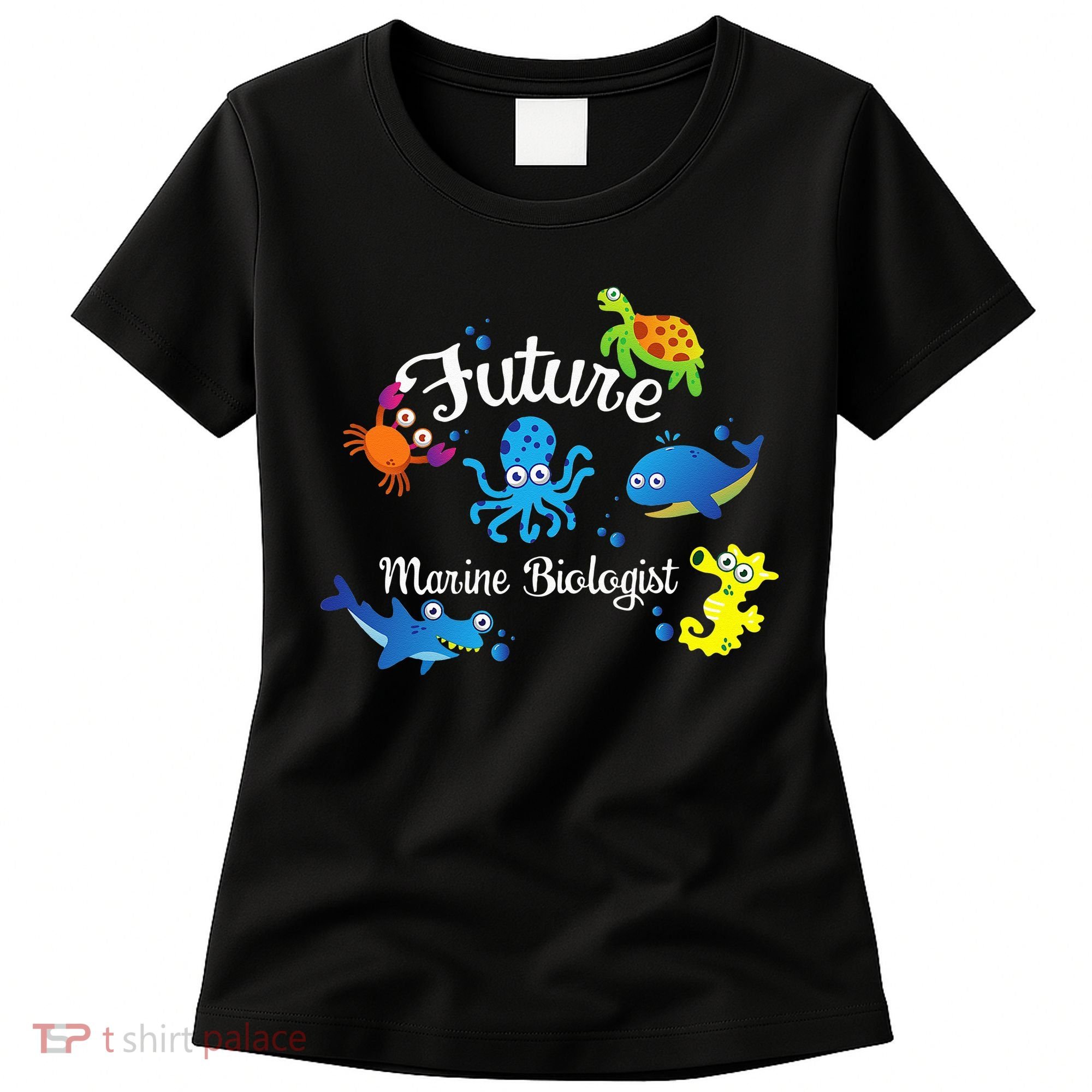 Future Marine Biologist Job Ocean Animal Lover Whale Turtle Women's T-Shirt