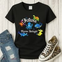 Future Marine Biologist Job Ocean Animal Lover Whale Turtle Women's T-Shirt thumb 3