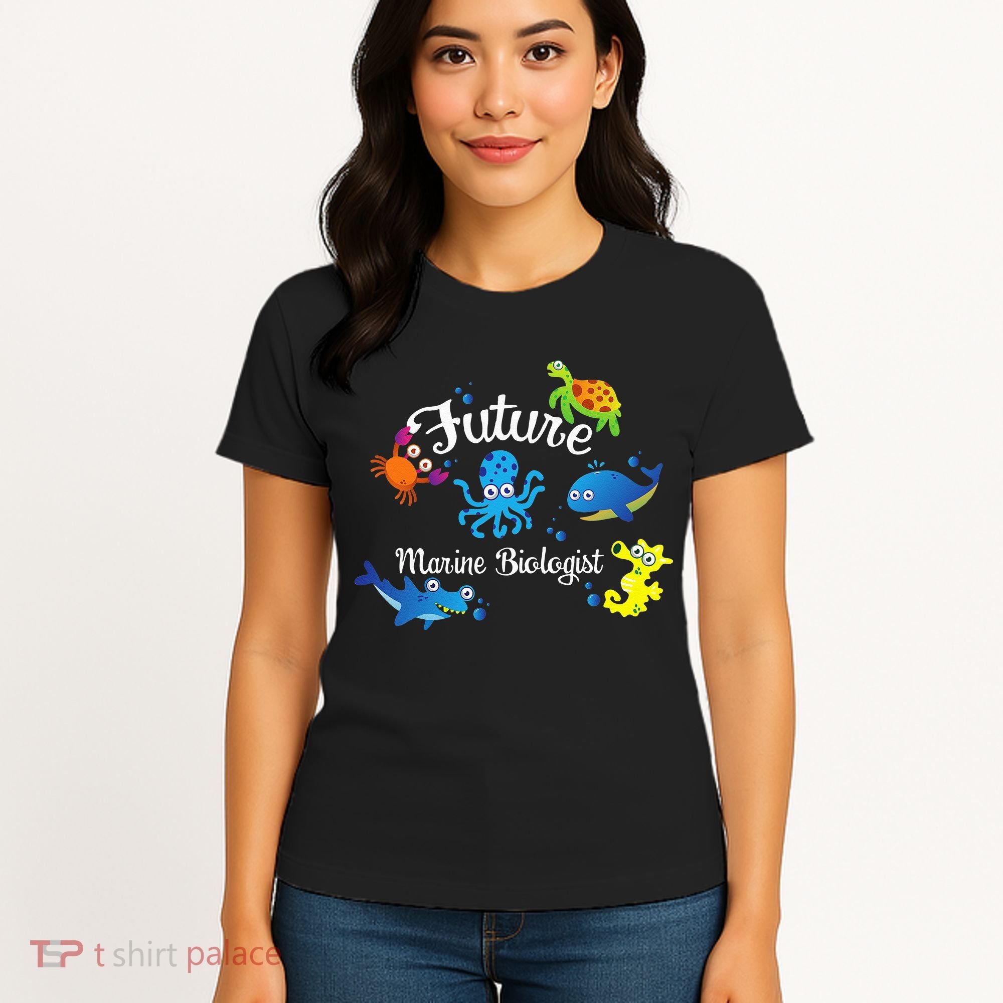Future Marine Biologist Job Ocean Animal Lover Whale Turtle Women's T-Shirt