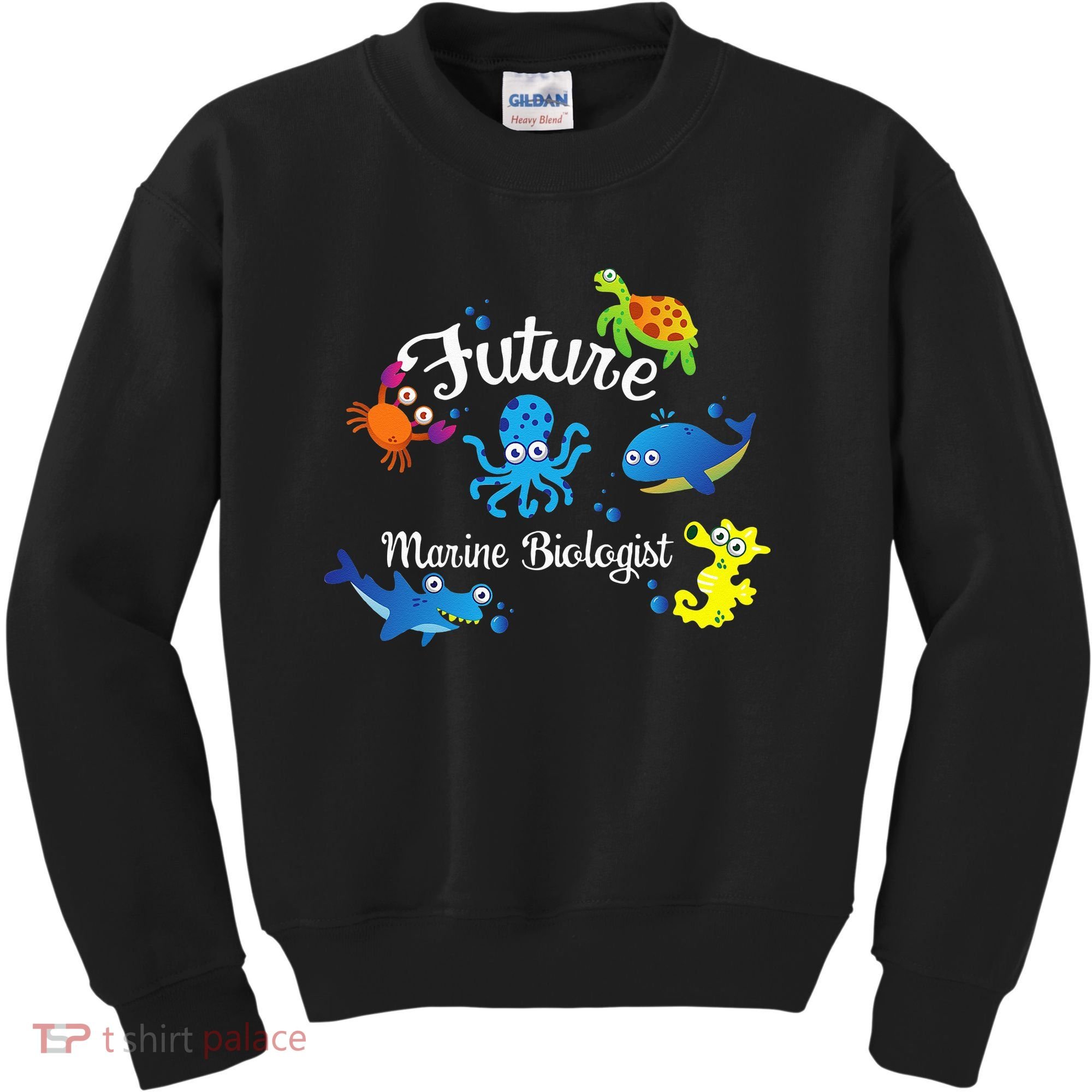 Future Marine Biologist Job Ocean Animal Lover Whale Turtle Kids Sweatshirt
