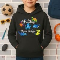Future Marine Biologist Job Ocean Animal Lover Whale Turtle Kids Hoodie thumb 2