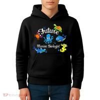 Future Marine Biologist Job Ocean Animal Lover Whale Turtle Kids Hoodie thumb 4