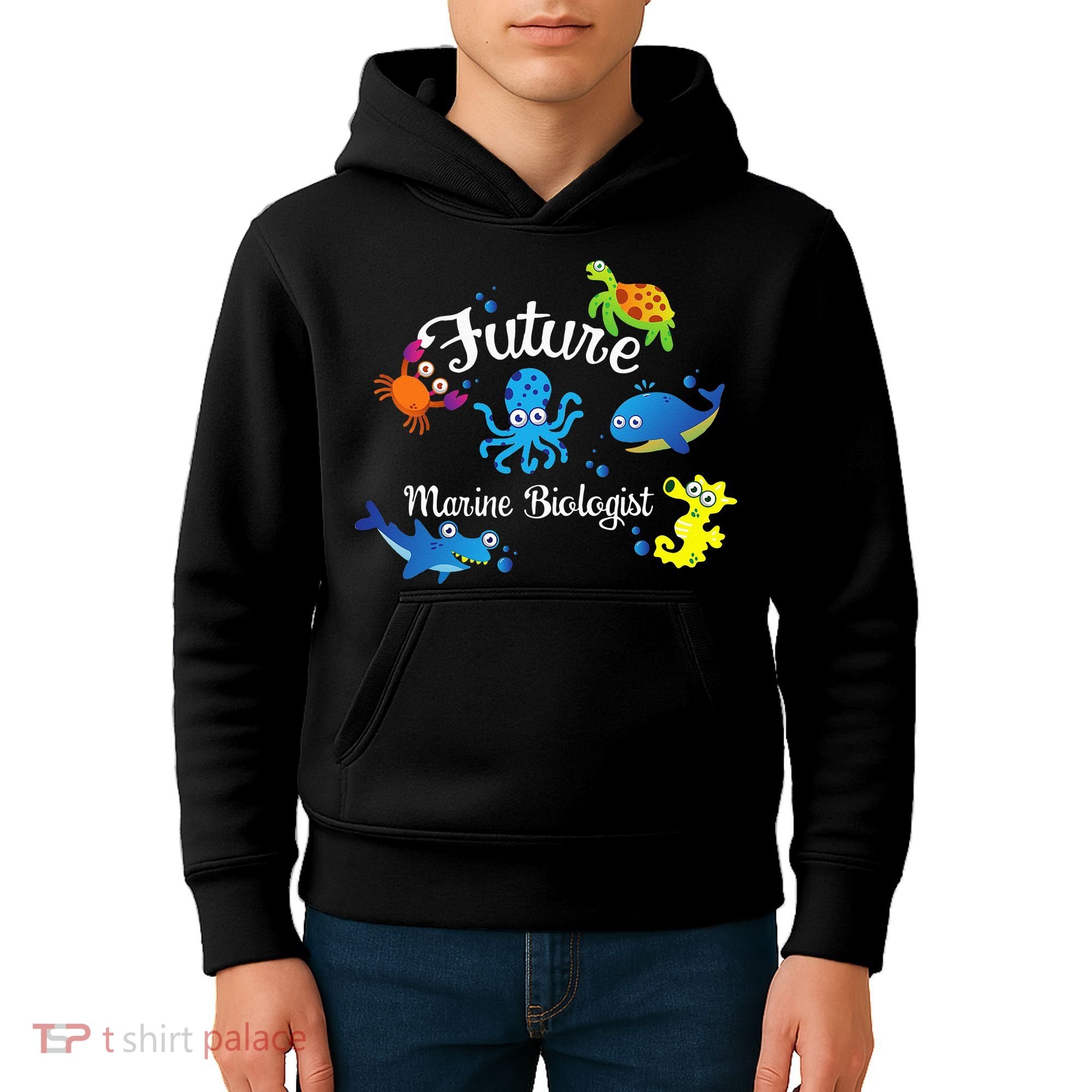 Future Marine Biologist Job Ocean Animal Lover Whale Turtle Kids Hoodie