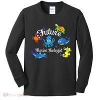 Future Marine Biologist Job Ocean Animal Lover Whale Turtle Kids Long Sleeve Shirt thumb 0