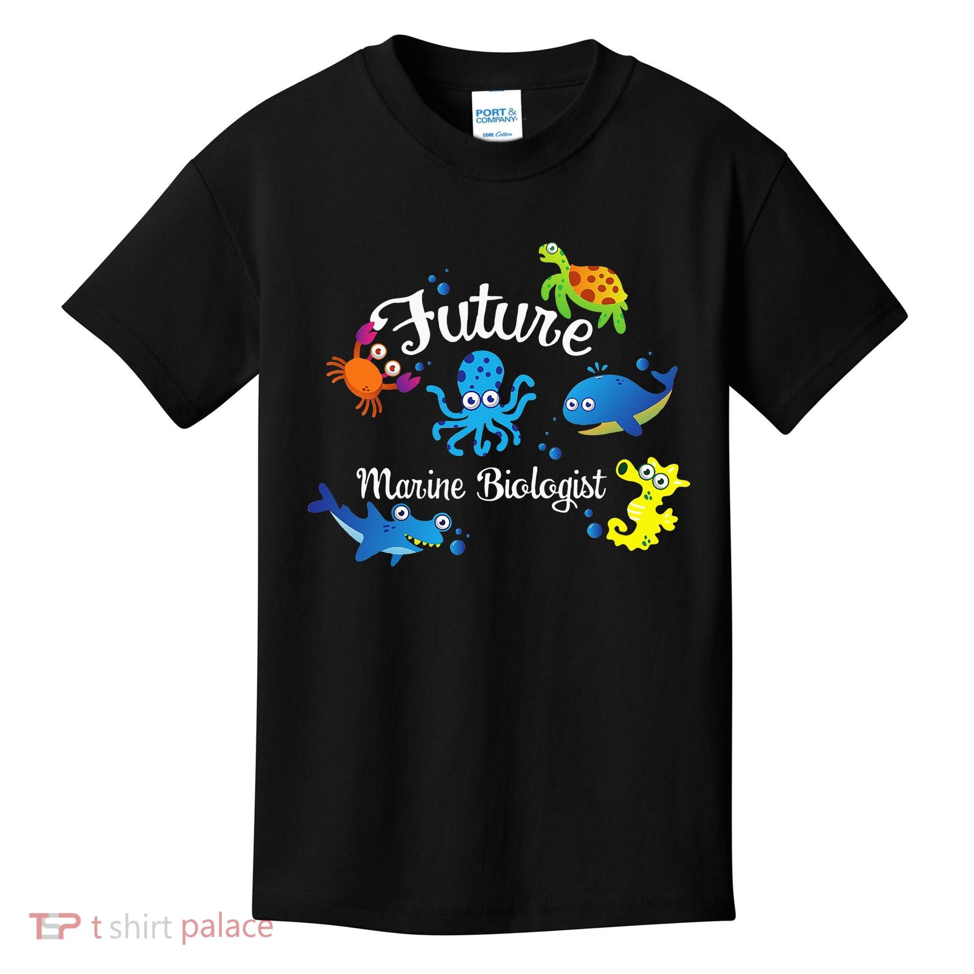 Future Marine Biologist Job Ocean Animal Lover Whale Turtle Kids T-Shirt