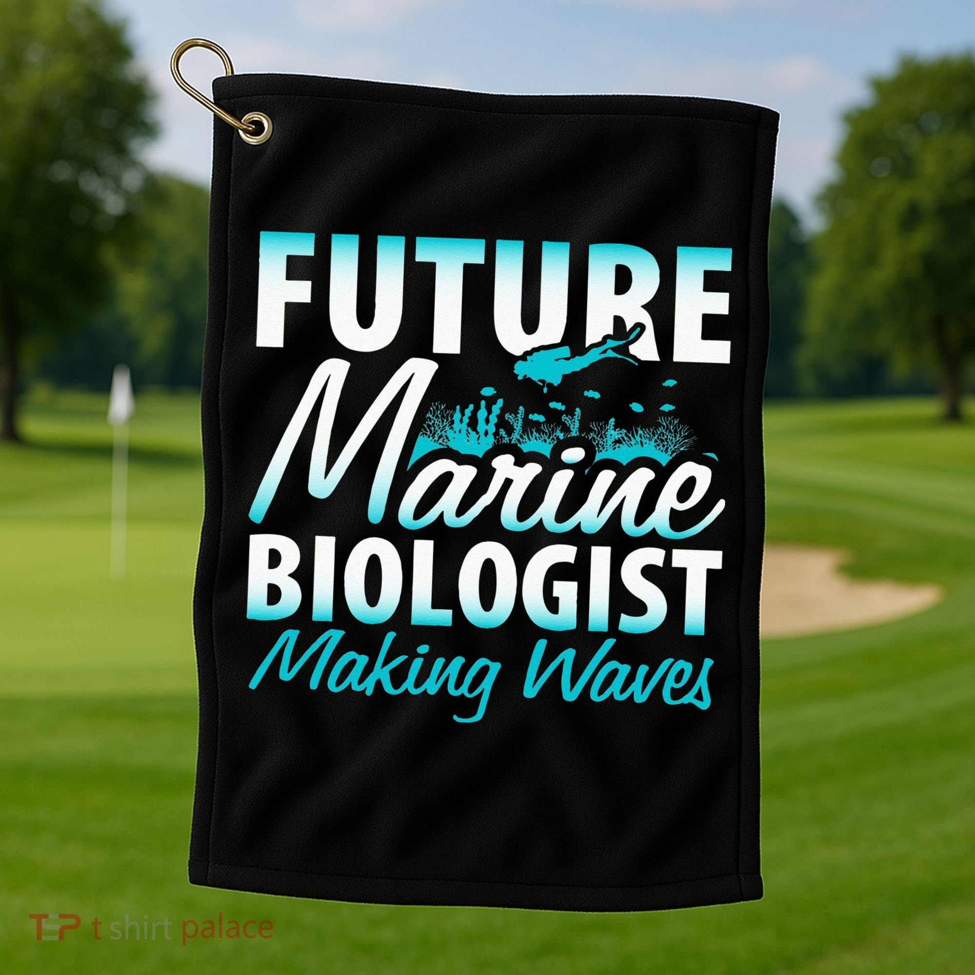 FUTURE MARINE BIOLOGIST MAKING WAVES Graduation Gift Golf Towel