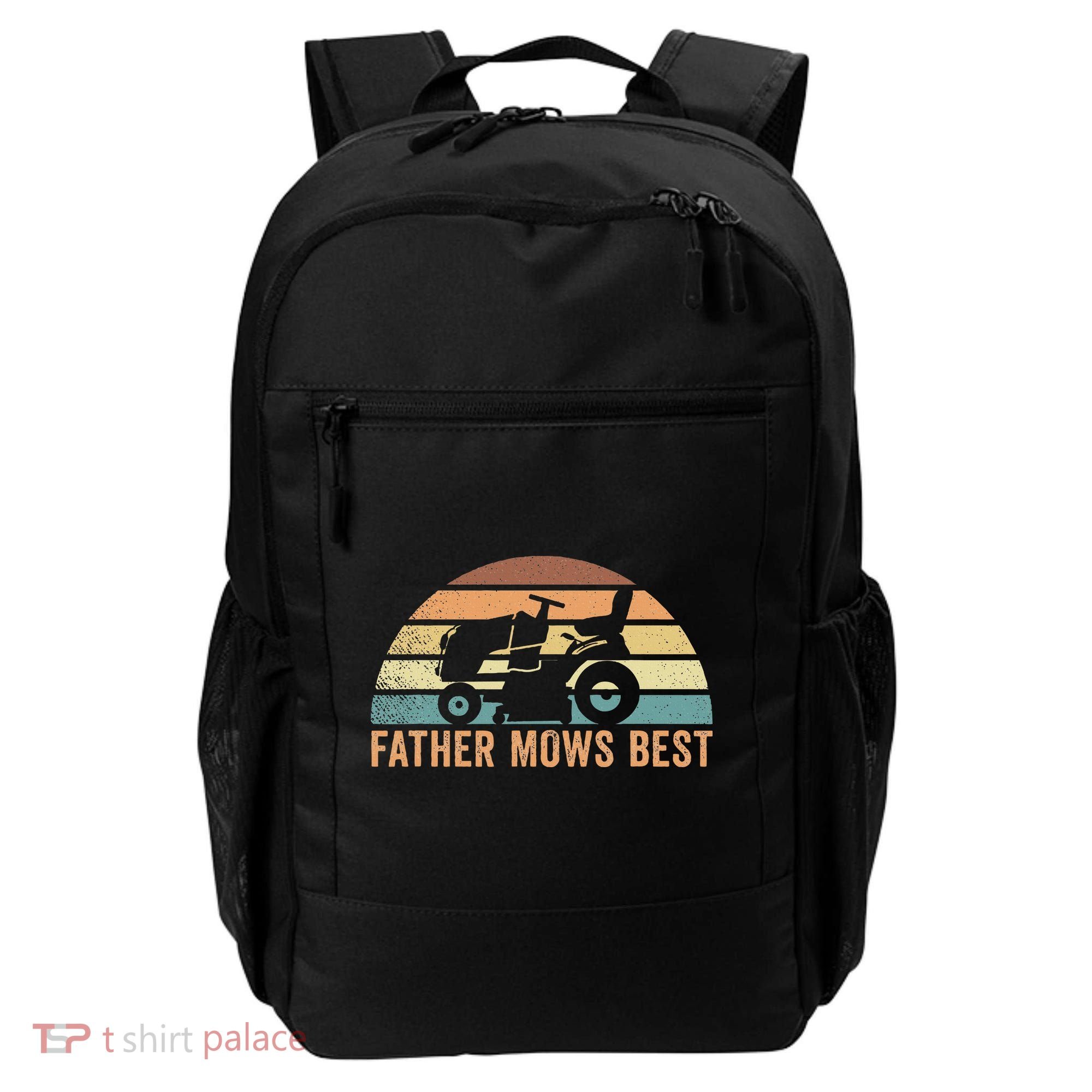 Father Mows Best Lawn Care Dad Mowing Gardener Backpack