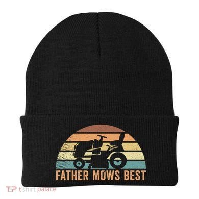 Father Mows Best Lawn Care Dad Mowing Gardener Beanie