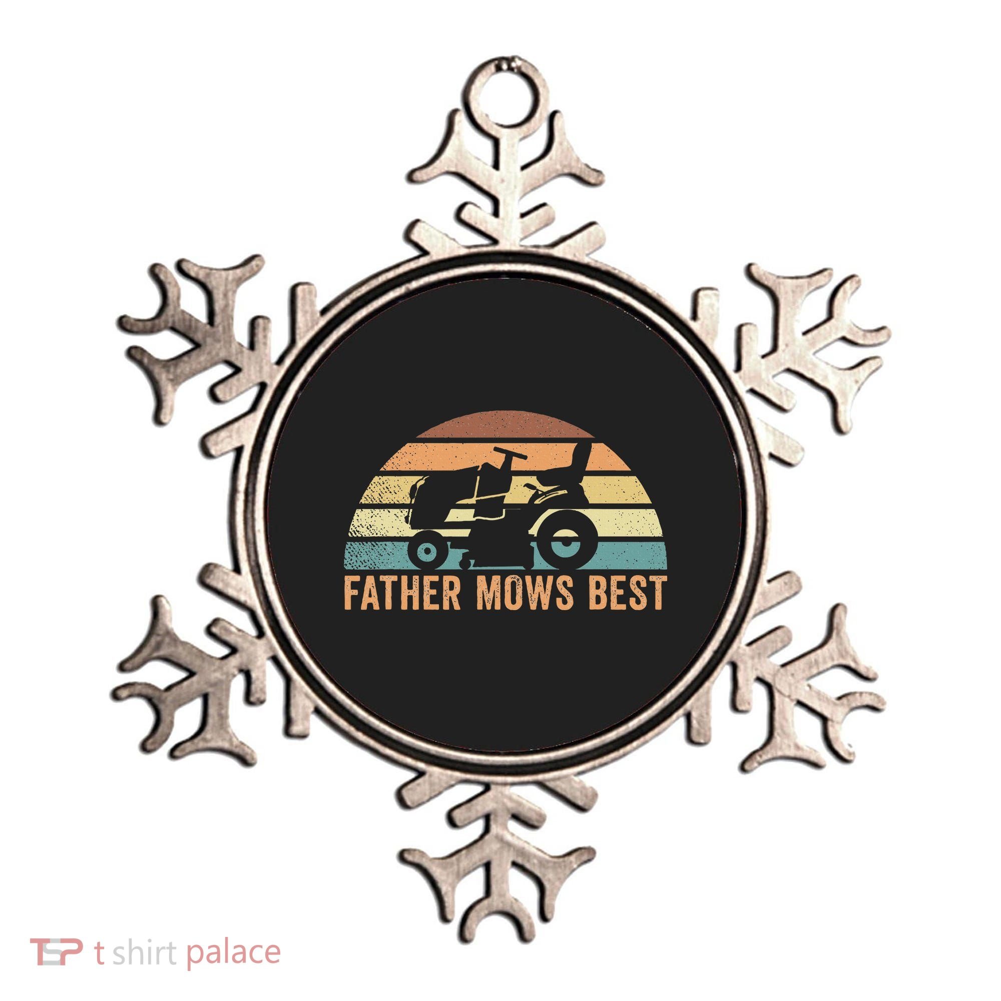 Father Mows Best Lawn Care Dad Mowing Gardener Ornament