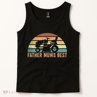 Father Mows Best Lawn Care Dad Mowing Gardener Tank Top thumb 2
