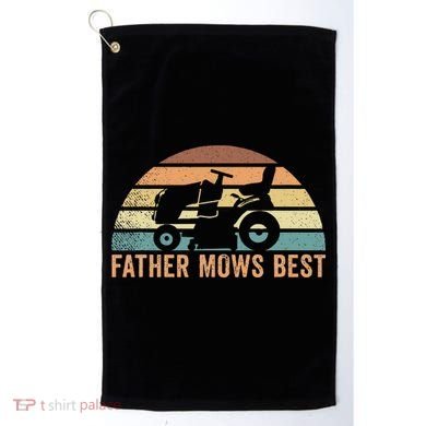 Father Mows Best Lawn Care Dad Mowing Gardener Golf Towel