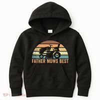Father Mows Best Lawn Care Dad Mowing Gardener Kids Hoodie thumb 0